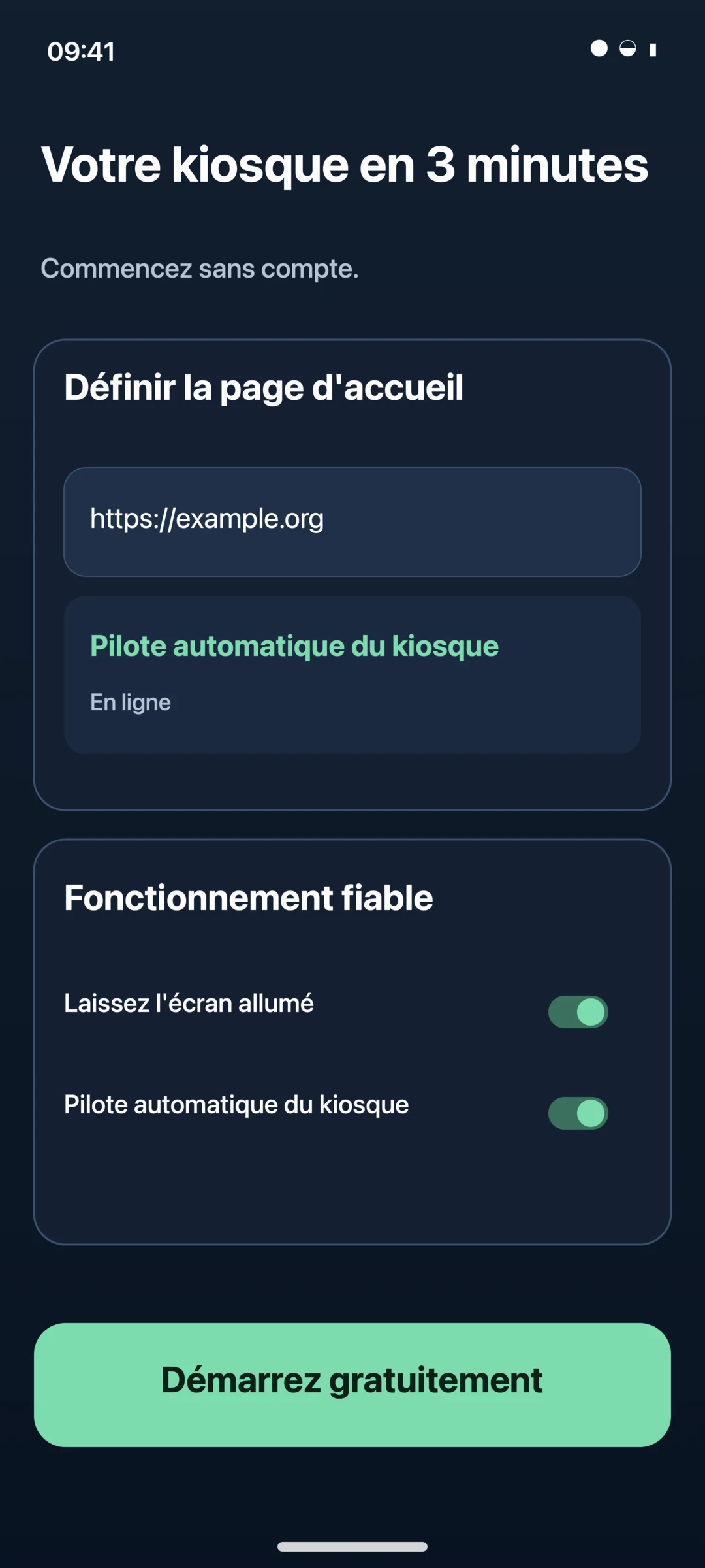 Assistant de configuration du navigateur de kiosque Android KioskPilot