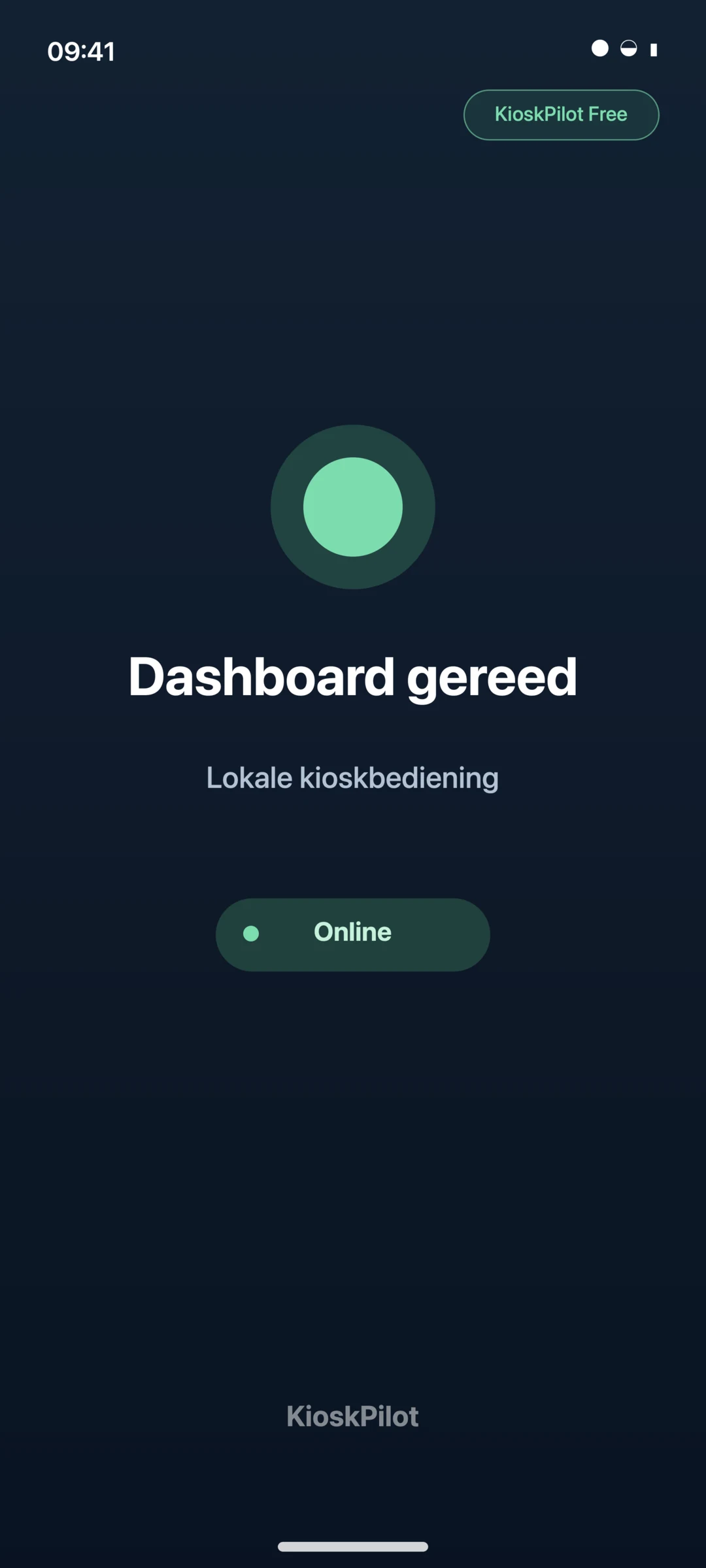 Android-tablet met KioskPilot in kioskmodus op volledig scherm