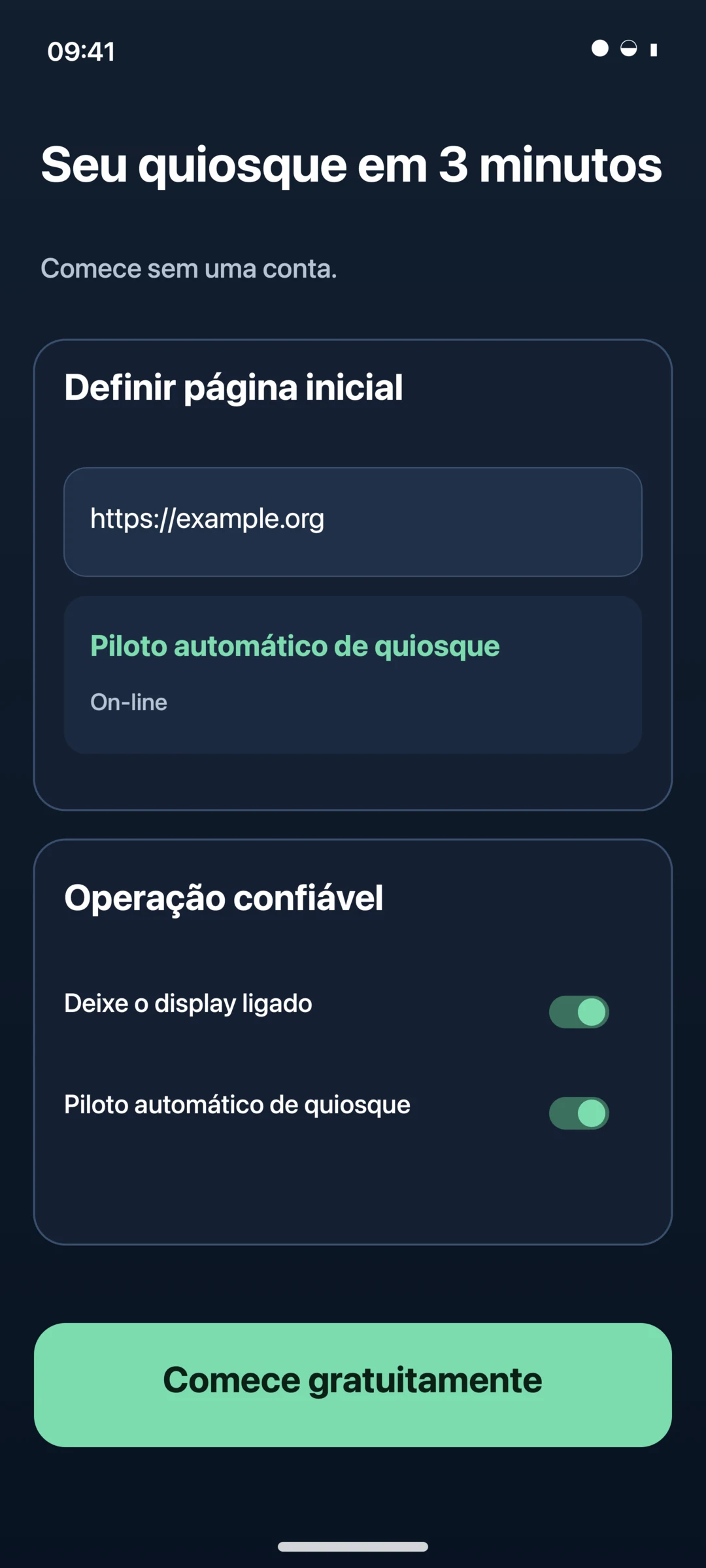 Assistente de configuração do navegador KioskPilot Android Kiosk